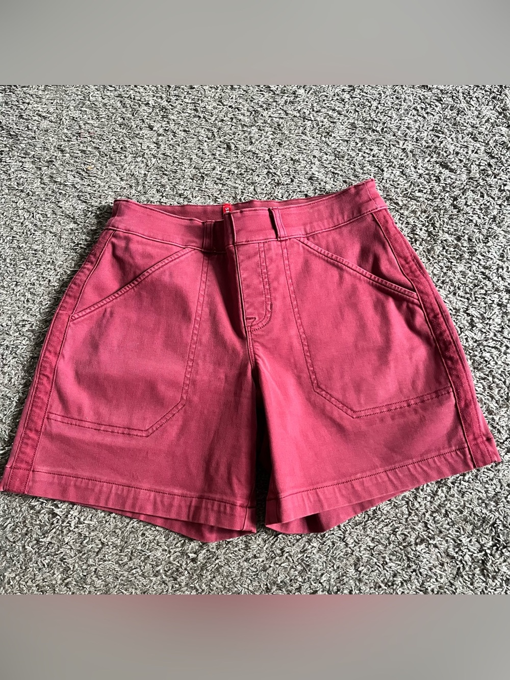 Spanx Twill Stretch Shorts High Waisted apockets Comfort Utility Pink Small